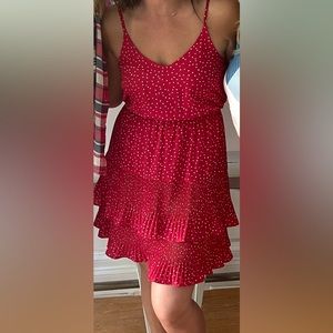 She + Sky red polka dot tiered mini dress